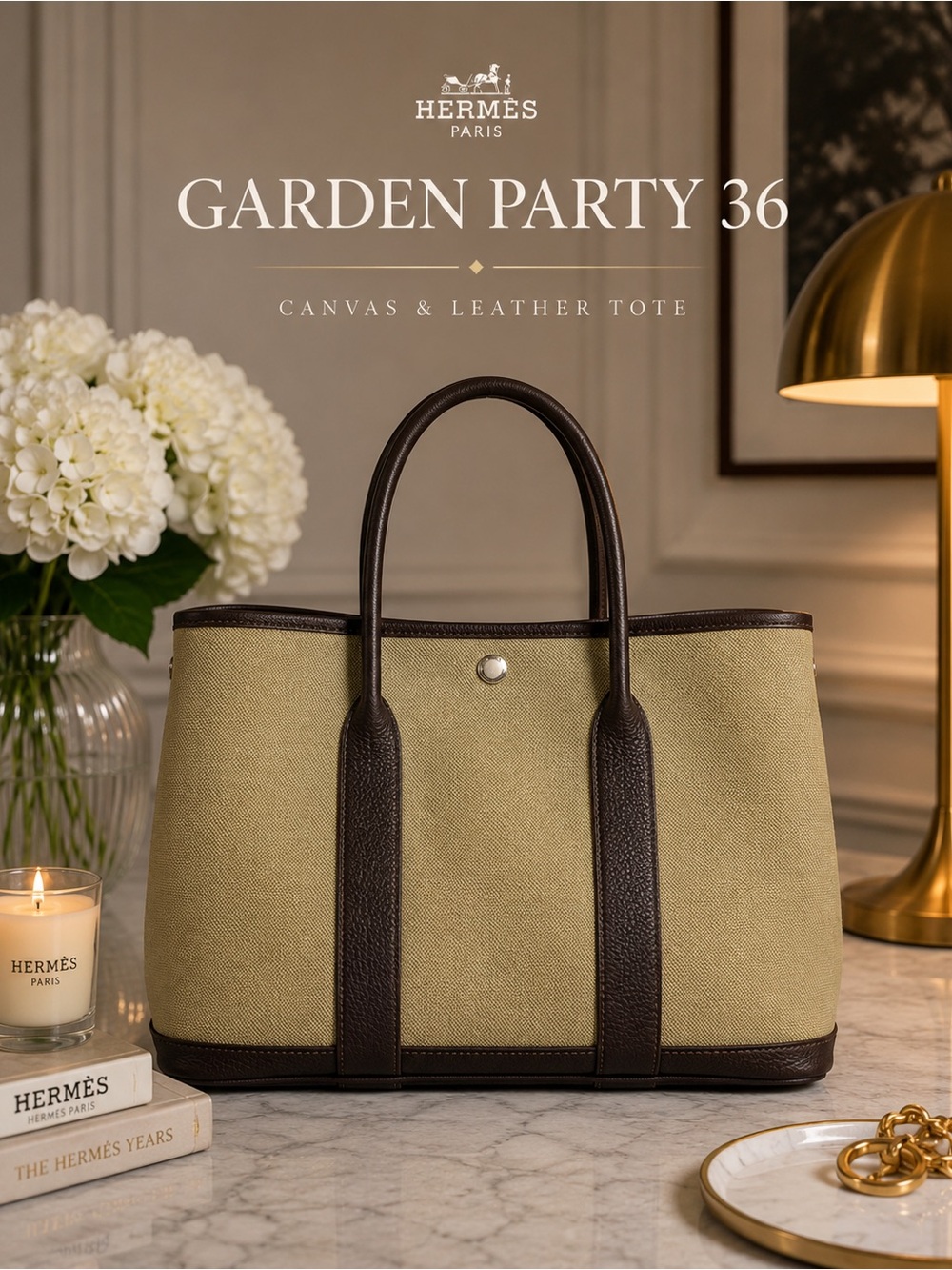 Hermes Garden party 36 Canvas & Leather Tote 💼